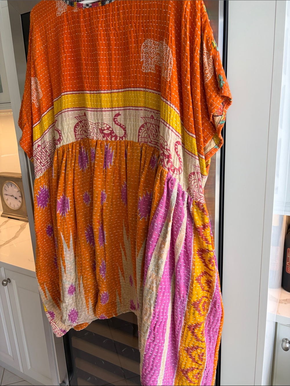 Bohemian Orange Elephant Print Peasant Top - Picture 6 of 6